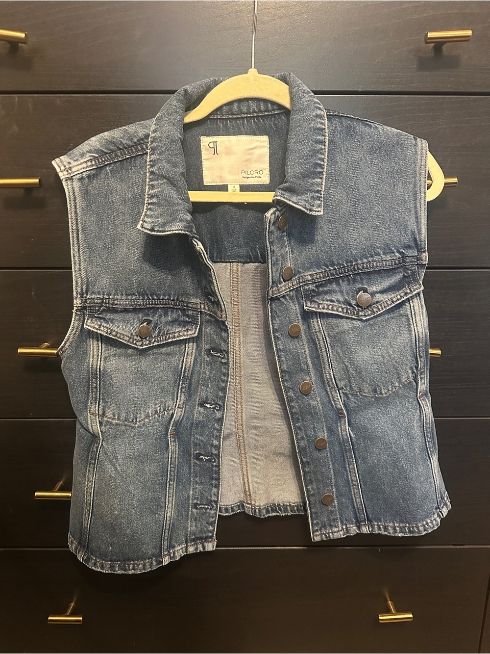 Anthropologie Pilcro Strong Shoulder Peplum Denim Vest - Size M